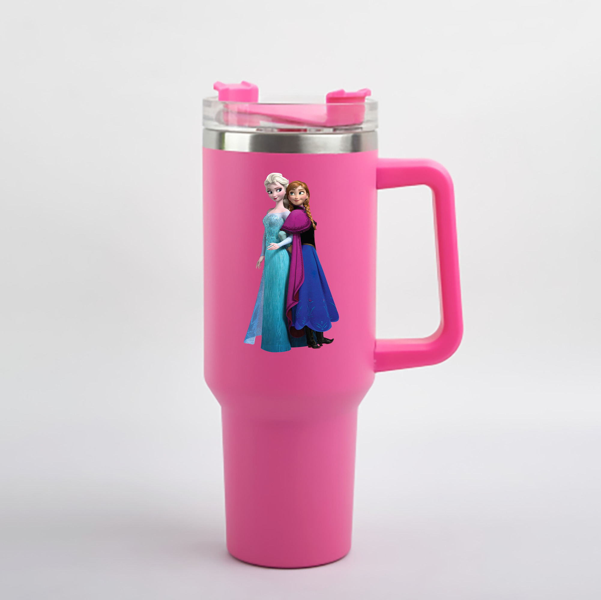 （画像用） アナと雪の女王 アンナ エルサ Frozen Anna Elsa 1200mL車用タンブラー - クリスタルステッカー（プラスチックストロー付き）